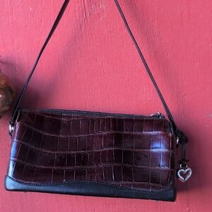 Brighton Brown Crocodile-Embossed Clutch